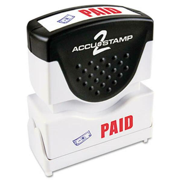 Consolidated Stamp Mfg Accustamp2 Shutter Stamp with Anti Bacteria- Red-Blue- PAID- 1.63 x .5 35535